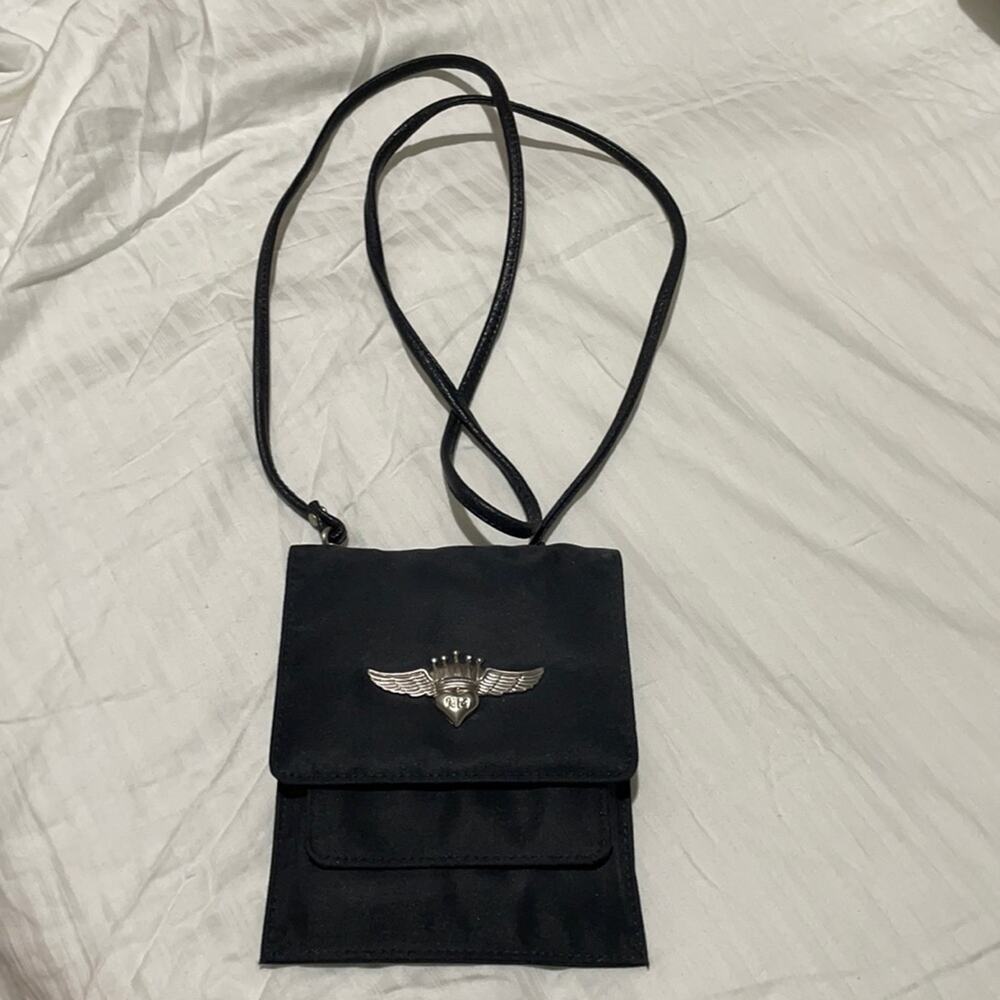 Nicole Miller black nylon card wallet purse euc